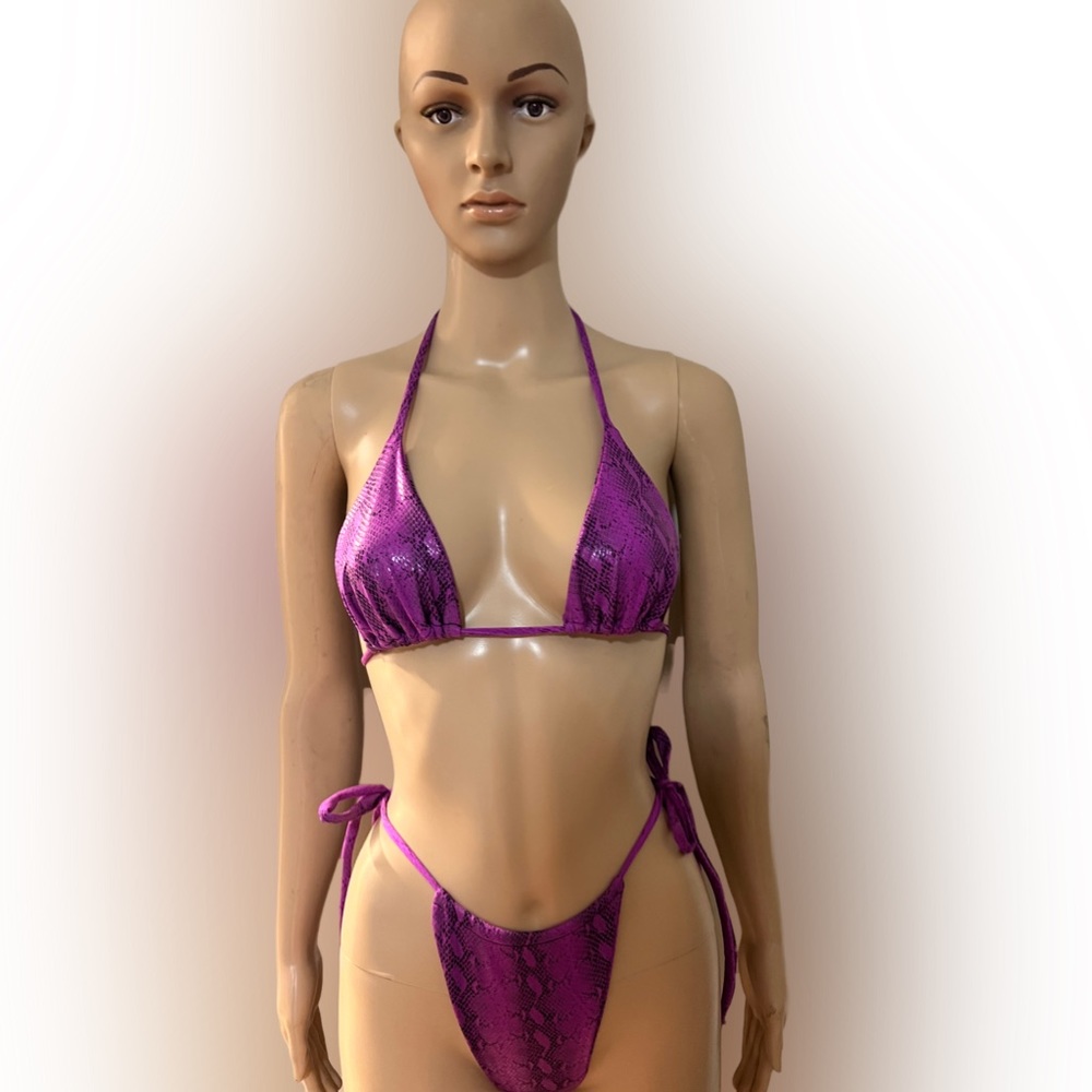 Custom / Handmade Purple Snake Print 2 Piece Bikini Swimsuit Brand New